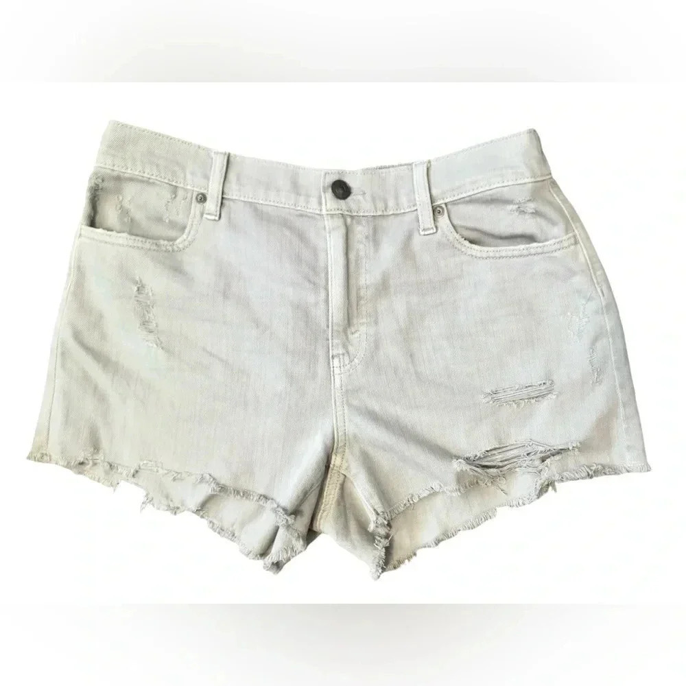Aerie | Light Wash Distressed Denim Cutoff Shorts (M)